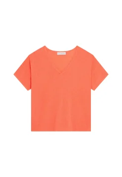 Maison Montagut T-Shirt Ample Col V En Coton Brosse - Maden>Femme T-Shirts