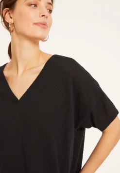 Maison Montagut T-Shirt Ample Col V En Coton Brosse - Maden><noscript><img width=