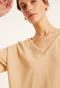 Maison Montagut T-Shirt Ample Col V En Coton Brosse - Maden><noscript><img width=