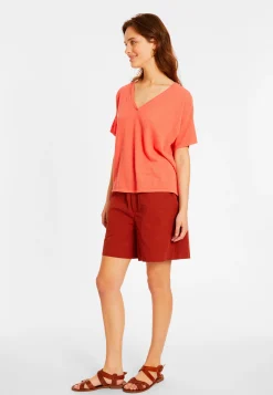 Maison Montagut T-Shirt Ample Col V En Coton Brosse - Maden><noscript><img width=