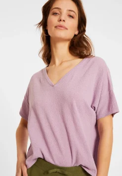 Maison Montagut T-Shirt Ample Col V En Coton Brosse - Maden><noscript><img width=