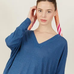 Maison Montagut T-Shirt Ample Col V En Lin Flamme - Beja><noscript><img width=