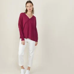 Maison Montagut T-Shirt Ample Col V En Lin Flamme - Beja><noscript><img width=