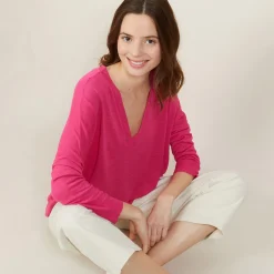 Maison Montagut T-Shirt Ample Col V En Lin Flamme - Beja><noscript><img width=