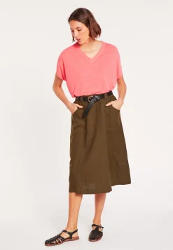 Maison Montagut T-Shirt Ample Col V En Lin Flamme - Marra><noscript><img width=