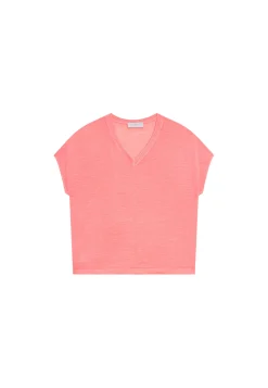 Maison Montagut T-Shirt Ample Col V En Lin Flamme - Marra><noscript><img width=