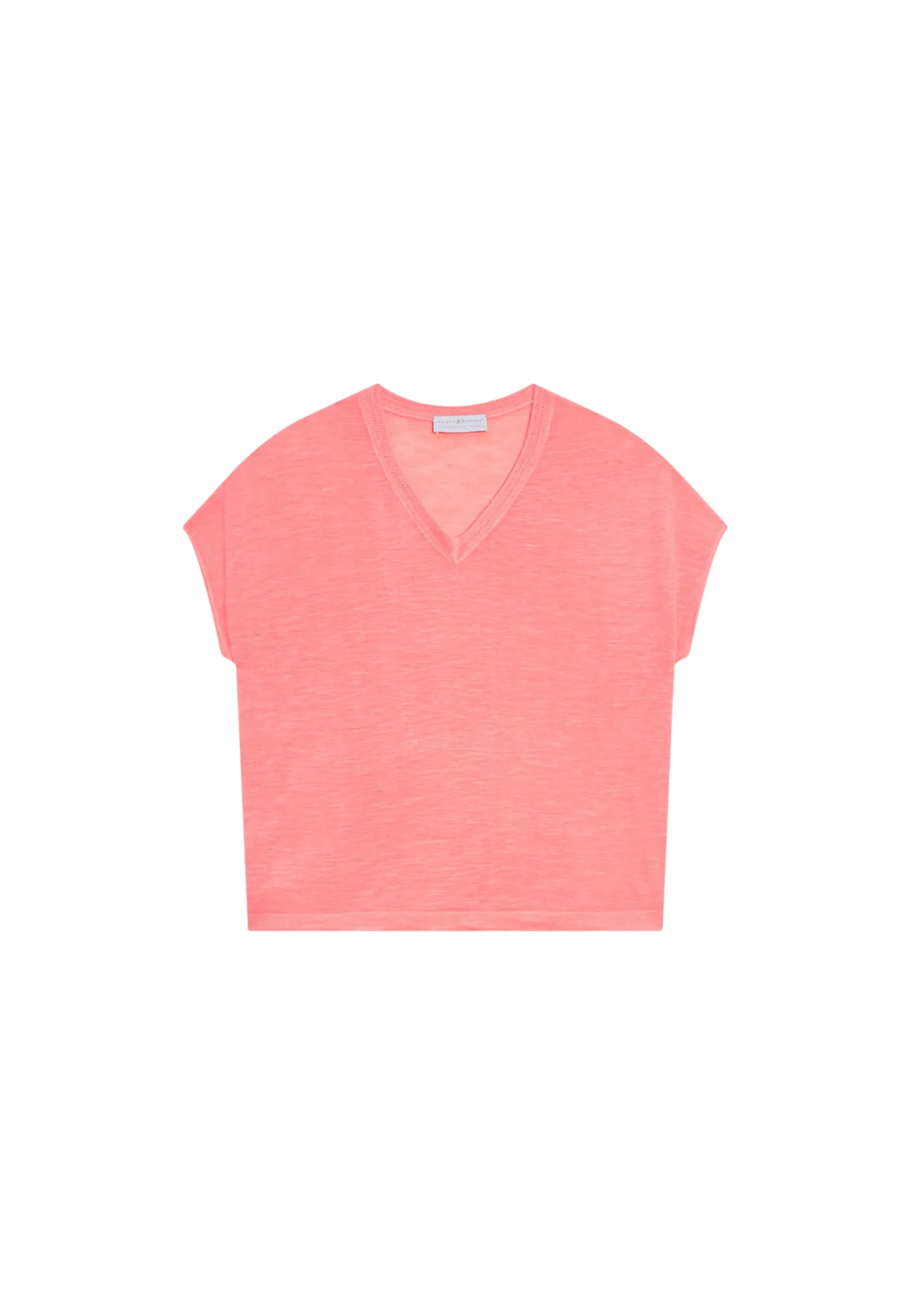 Maison Montagut T-Shirt Ample Col V En Lin Flamme - Marra>Femme T-Shirts