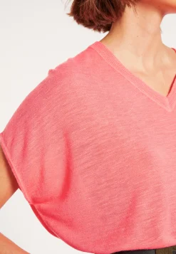 Maison Montagut T-Shirt Ample Col V En Lin Flamme - Marra><noscript><img width=