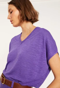 Maison Montagut T-Shirt Ample Col V En Lin Flamme - Marra><noscript><img width=