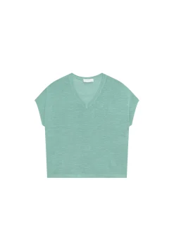 Maison Montagut T-Shirt Ample Col V En Lin Flamme - Marra><noscript><img width=