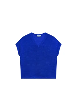 Maison Montagut T-Shirt Ample Col V En Lin Flamme - Marra><noscript><img width=