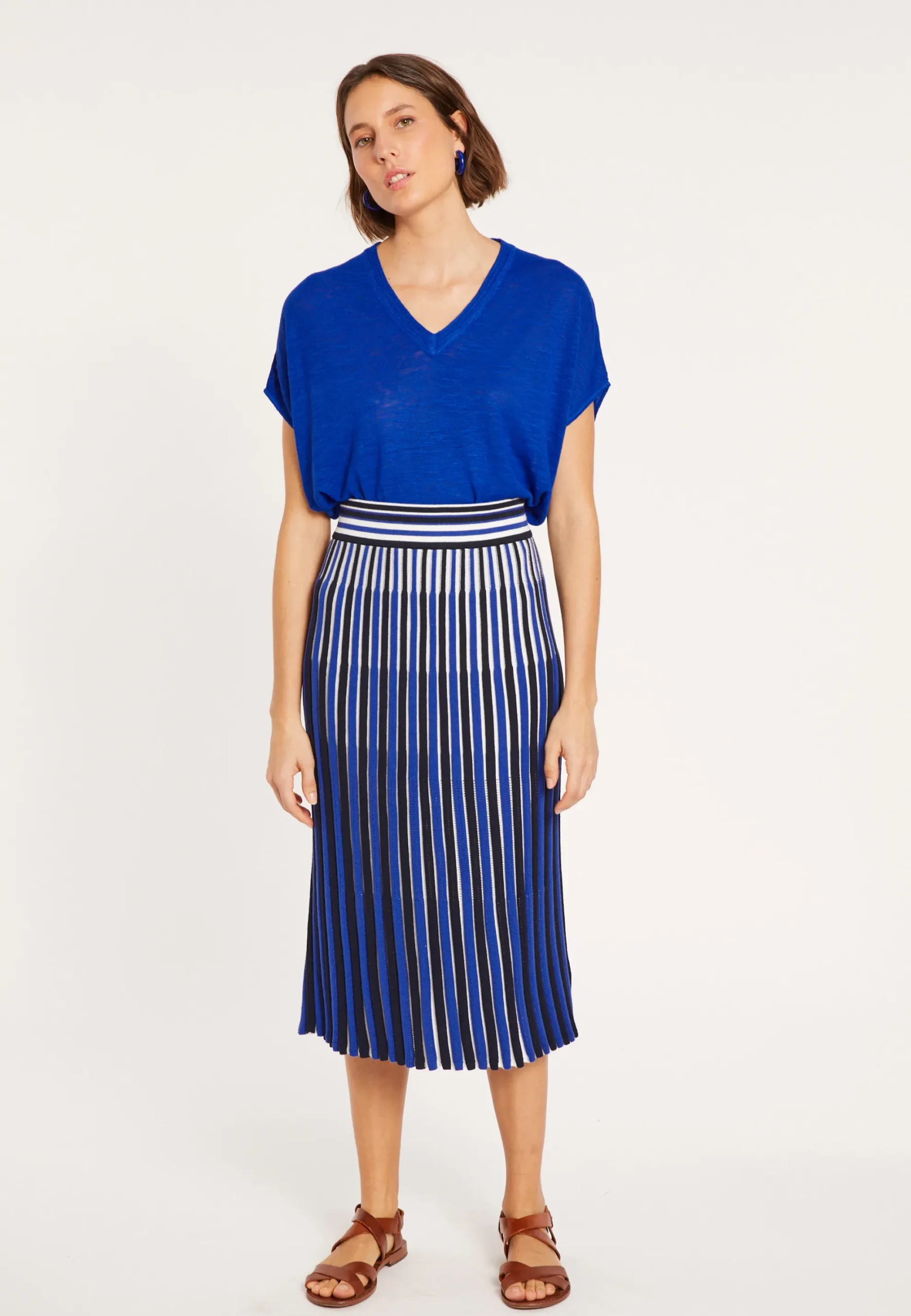 Maison Montagut T-Shirt Ample Col V En Lin Flamme - Marra>Femme T-Shirts