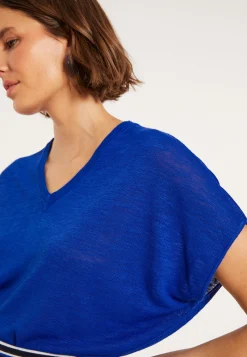 Maison Montagut T-Shirt Ample Col V En Lin Flamme - Marra><noscript><img width=