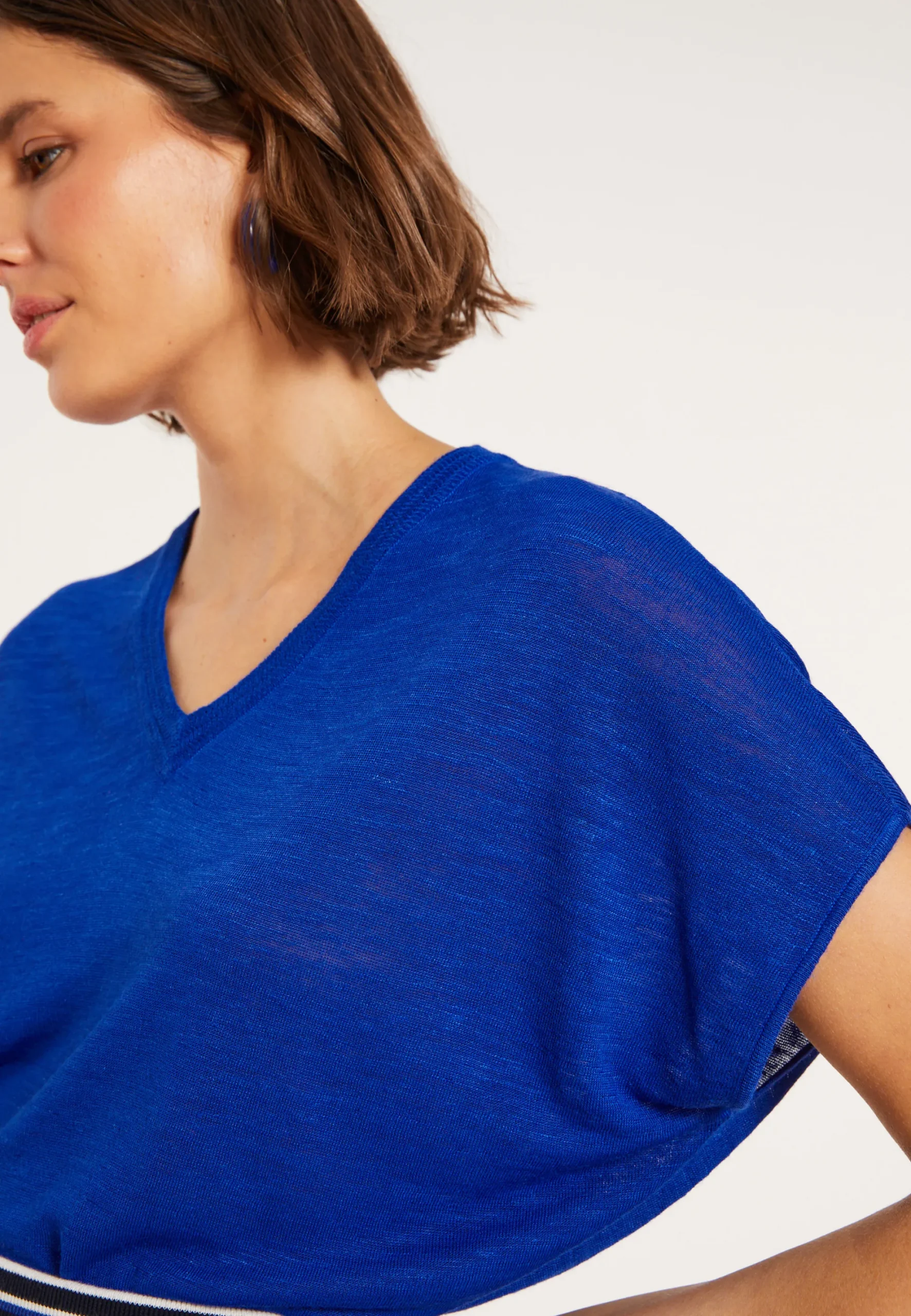 Maison Montagut T-Shirt Ample Col V En Lin Flamme - Marra>Femme T-Shirts