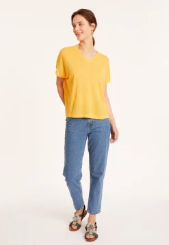 Maison Montagut T-Shirt Ample Col V En Lin Flamme - Marra><noscript><img width=