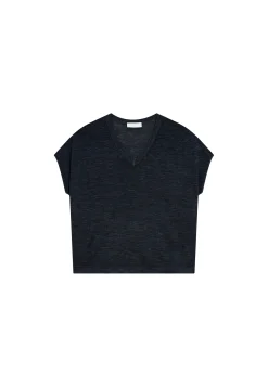 Maison Montagut T-Shirt Ample Col V En Lin Flamme - Marra><noscript><img width=