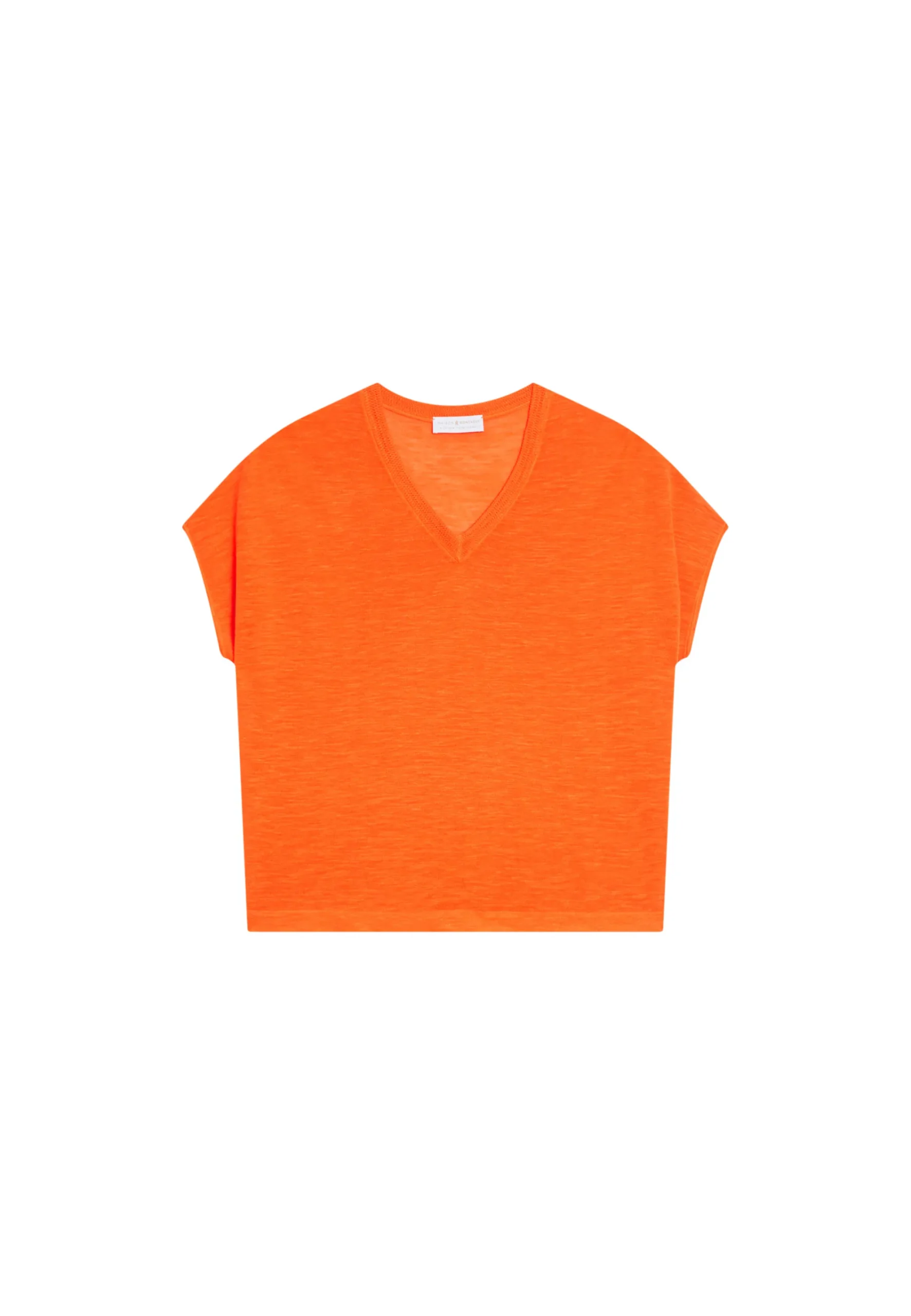 Maison Montagut T-Shirt Ample Col V En Lin Flamme - Marra>Femme T-Shirts