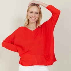 Maison Montagut T-Shirt Ample En Lin Flamme - Balou><noscript><img width=