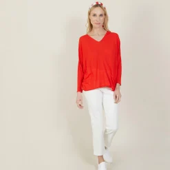 Maison Montagut T-Shirt Ample En Lin Flamme - Balou><noscript><img width=