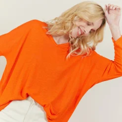 Maison Montagut T-Shirt Ample En Lin Flamme - Balou><noscript><img width=