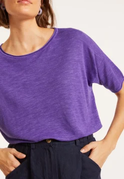 Maison Montagut T-Shirt Ample Manches Coudes En Lin Flamme - Taslim><noscript><img width=