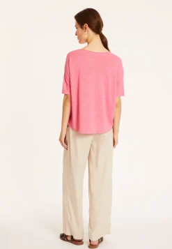 Maison Montagut T-Shirt Ample Manches Coudes En Lin Flamme - Taslim><noscript><img width=