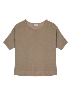 Maison Montagut T-Shirt Ample Manches Coudes En Lin Flamme - Taslim><noscript><img width=