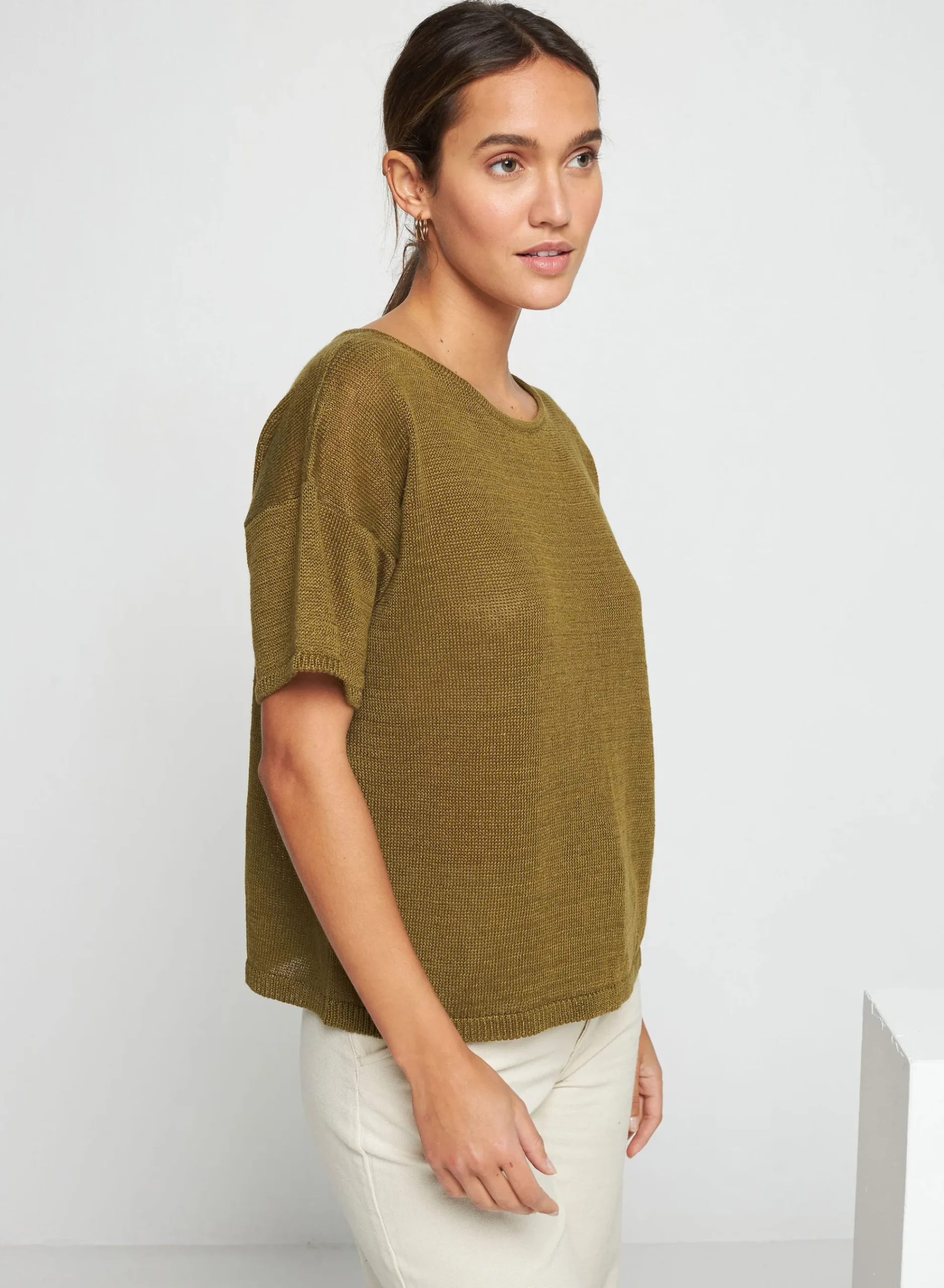 Maison Montagut T-Shirt Boutonne A L'Arriere En Lin - Tilla>Femme T-Shirts