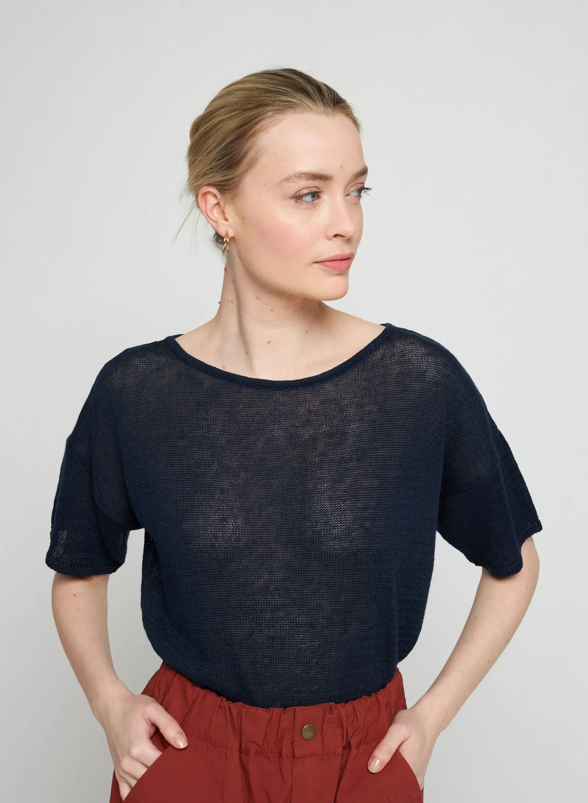 Maison Montagut T-Shirt Boutonne A L'Arriere En Lin - Tilla>Femme T-Shirts