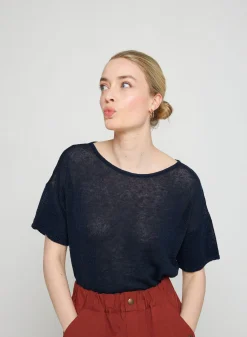 Maison Montagut T-Shirt Boutonne A L'Arriere En Lin - Tilla><noscript><img width=