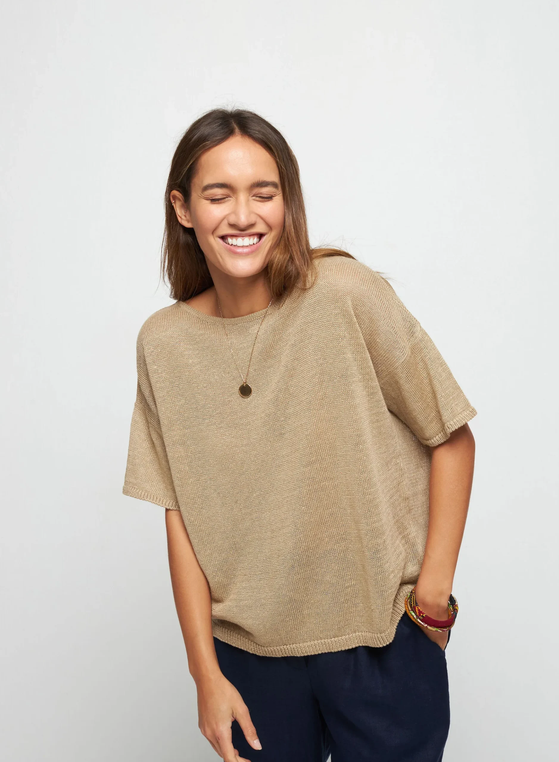 Maison Montagut T-Shirt Boutonne A L'Arriere En Lin - Tilla>Femme T-Shirts