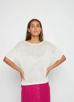 Maison Montagut T-Shirt Boutonne A L'Arriere En Lin - Tilla><noscript><img width=