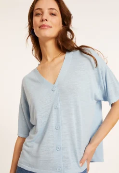 Maison Montagut T-Shirt Boutonne En Lin Flamme - Maddie><noscript><img width=