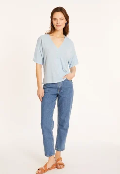 Maison Montagut T-Shirt Boutonne En Lin Flamme - Maddie><noscript><img width=