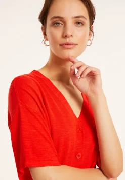 Maison Montagut T-Shirt Boutonne En Lin Flamme - Maddie><noscript><img width=