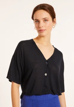 Maison Montagut T-Shirt Boutonne En Lin Flamme - Maddie><noscript><img width=