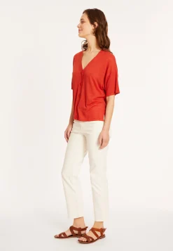 Maison Montagut T-Shirt Boutonne En Lin Flamme - Maddie><noscript><img width=