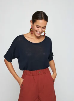 Maison Montagut T-Shirt Boutonne En Lin Flamme - Tally><noscript><img width=