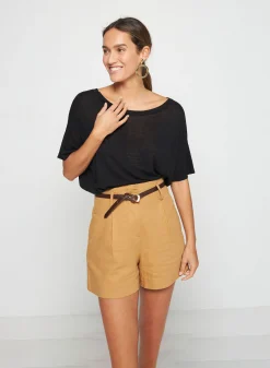 Maison Montagut T-Shirt Boutonne En Lin Flamme - Tally><noscript><img width=