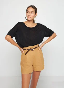 Maison Montagut T-Shirt Boutonne En Lin Flamme - Tally><noscript><img width=