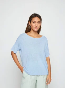 Maison Montagut T-Shirt Boutonne En Lin Flamme - Tally><noscript><img width=