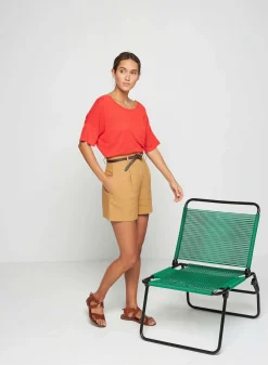 Maison Montagut T-Shirt Boutonne En Lin Flamme - Tally><noscript><img width=