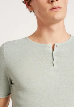 Maison Montagut T-Shirt Col Boutonne En Lin - Leonce><noscript><img width=