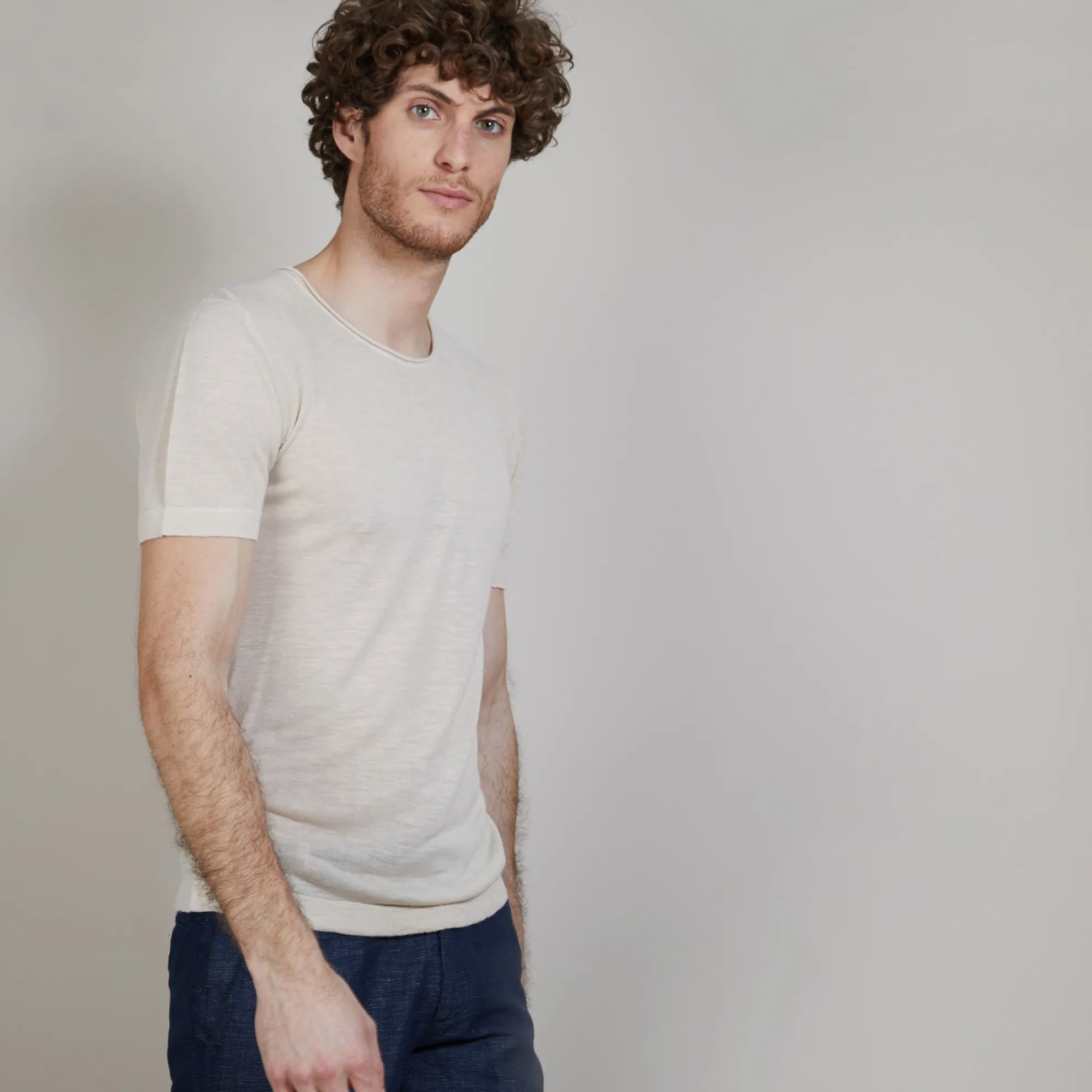 Maison Montagut T-Shirt Col Rond En Lin Flamme - Bosea>Homme T-Shirts