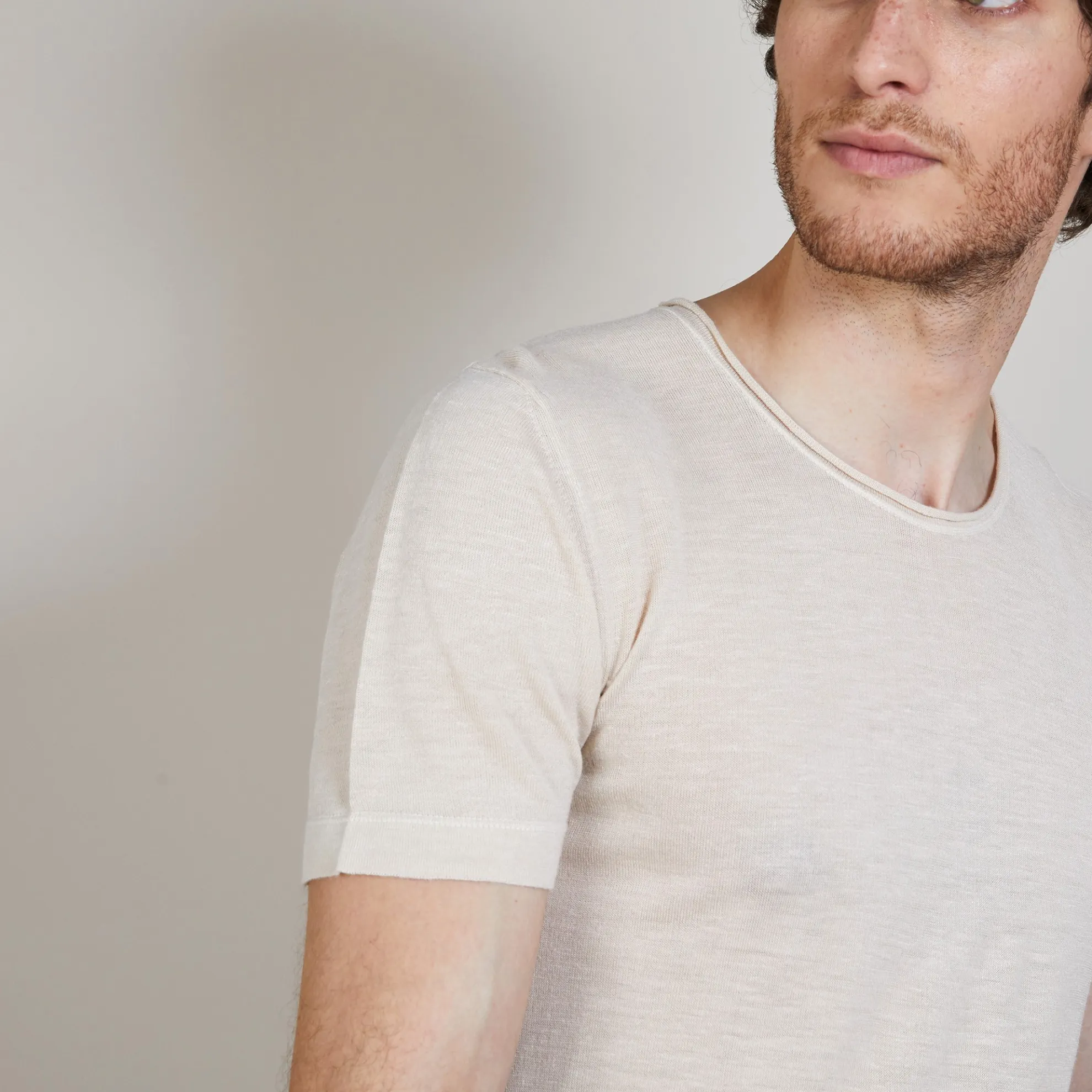 Maison Montagut T-Shirt Col Rond En Lin Flamme - Bosea>Homme T-Shirts