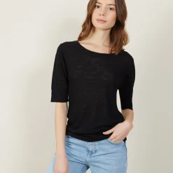 Maison Montagut T-Shirt Col Rond En Lin Flamme - Bonnie><noscript><img width=