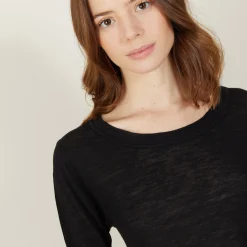 Maison Montagut T-Shirt Col Rond En Lin Flamme - Bonnie><noscript><img width=