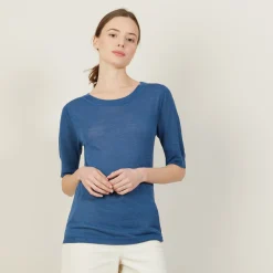 Maison Montagut T-Shirt Col Rond En Lin Flamme - Bonnie><noscript><img width=