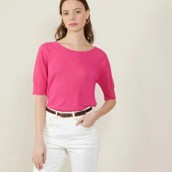 Maison Montagut T-Shirt Col Rond En Lin Flamme - Bonnie><noscript><img width=