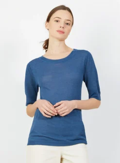 Maison Montagut T-Shirt Col Rond En Lin Flamme - Bonnie><noscript><img width=